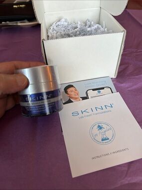 SKINN Blue and Silver Eye  Cream Jar with Branded Leaflet